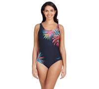 Zoggs Womens Adjustable Scoopback Eco Fabric One Piece Swimsuit with Tummy Control, Black, 32-inch/Size 8