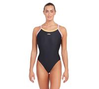 Zoggs Women's Cannon Strikeback Eco Fabric One Piece Swimsuit, Black-Lilac-Coral, 32-inch/Size 8