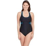Zoggs Women's Dakota Crossback One Piece Swimsuit, Black/Green, 6