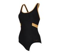 Zoggs Womens Dakota Crossback One Piece Swimsuit, Black/Gold, 18 UK