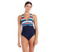 Zoggs Women's Seamarine Panel Crossback One Piece Swimsuit in Blue | Size: 12 Zoggs Blue 12