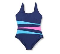 Zoggs Women's Sumatra Adjustable Scoopback One-Piece Swimsuit, Navy/Light Blue/Pink, 32