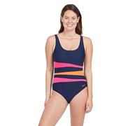 Zoggs Womens Sumatra Adjustable Scoopback One Piece Swimsuit, Navy/Magenta-Orange, 32 UK