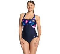 Zoggs Zephyr Dakota Printed Crossback Swimsuit - Navy/Multi - UK Size 12