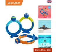 Zoggy Dive Rings - Durable Colorful Pool Toy Set of 3 for Kids’ Water Play
