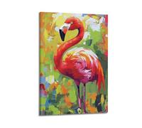 ZOGJIN Animal Poster - Colorful Abstract Flamingo Painting Poster Modern Wall Art Canvas Aesthetic Decoration Painting 08x12inch(20x30cm) Frame-style
