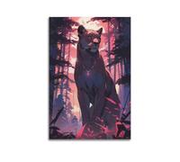 ZOGJIN Animal Poster Mystical Cougar In Forest Glow Poster Modern Wall Art Canvas Aesthetic Decoration Painting 16x24inch(40x60cm) Unframe-style