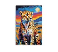 ZOGJIN Animal Poster Vibrant Cheetah In African Savannah Poster Modern Wall Art Canvas Aesthetic Decoration Painting 08x12inch(20x30cm) Unframe-style