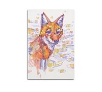 ZOGJIN Fox with Colorful Lines Creative Poster Poster Modern Wall Art Canvas Aesthetic Decoration Painting 08x12inch(20x30cm) Unframe-style
