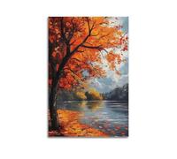 ZOGJIN Landscape Poster Autumn Lake Tree.jpg Poster Modern Wall Art Canvas Aesthetic Decoration Painting 20x30inch(50x75cm) Unframe-style