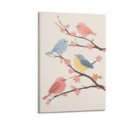 ZOGJIN Landscape Poster Spring Birds on Blossom Branch.jpg Poster Modern Wall Art Canvas Aesthetic Decoration Painting 08x12inch(20x30cm) Frame-style