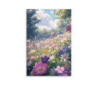 ZOGJIN Landscape Poster Spring Colorful Wildflower Field.jpg Poster Modern Wall Art Canvas Aesthetic Decoration Painting 16x24inch(40x60cm) Unframe-style