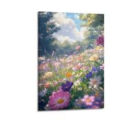 ZOGJIN Landscape Poster Spring Colorful Wildflower Field.jpg Poster Modern Wall Art Canvas Aesthetic Decoration Painting 16x24inch(40x60cm) Frame-style