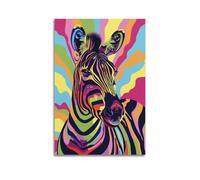 ZOGJIN Pop Art Style Colorful Zebra Head Animal Poster Poster Modern Wall Art Canvas Aesthetic Decoration Painting 20x30inch(50x75cm) Unframe-style