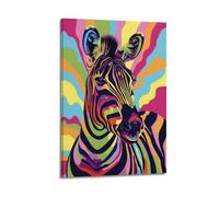 ZOGJIN Pop Art Style Colorful Zebra Head Animal Poster Poster Modern Wall Art Canvas Aesthetic Decoration Painting 08x12inch(20x30cm) Frame-style