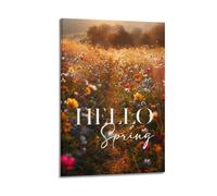 ZOGJIN Season Posters Spring Path in Wildflower Field.jpg Poster Modern Wall Art Canvas Aesthetic Decoration Painting 24x36inch(60x90cm) Frame-style