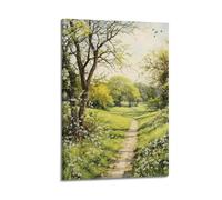 ZOGJIN Season Posters Spring Woodland Trail Watercolor.jpg Poster Modern Wall Art Canvas Aesthetic Decoration Painting 12x18inch(30x45cm) Frame-style