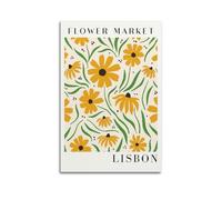 ZOGJIN Vintage Flower Poster, Yellow Daisy Lisbon Flower Market Poster Modern Wall Art Canvas Aesthetic Decoration Painting 08x12inch(20x30cm) Unframe-style