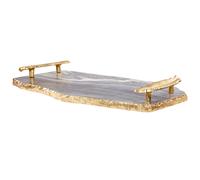 Beliani Serving Tray Zografou Stone Dark Grey, Grey