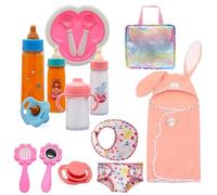 Zogxyc 14 Pcs Baby Doll Accessories Set, Baby Accessories for Dolls | Baby Doll Feeding and Caring Toys Set with Magic Milk Bottle, Dummy, Changing Bag, Bib, Handbag, for Realistic Role Play