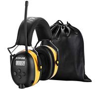 ZOHAN 042 Radio Ear Defenders, FM Safety Ear Protector Muffs, Garden Digital Hearing Protection, AM Noise Reduction Bonus Sturdy Leather Storage Bag, Ideal for Workshop, Mowing, Construction - Yellow