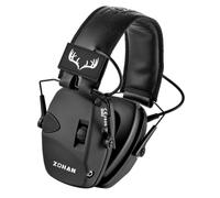 ZOHAN 054MST Electronic Shooting Ear Defenders for Adults Safety Earmuffs | 27dB Active Noise Reduction, 4X Sound Amplification Slim Hearing Protection for Hunting, 4pcs Loop and Hook Patches, Black