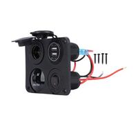 Zohisin DC 12 24V 4 2A USB Power Outlet Socket Panel with LED Voltmeter Cigar Socket for Car Marine Boat RV Truck Ideal for Multiple 12 24V Devices and USB Accessories (Luz roja)