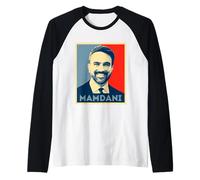 Zohran Mamdani New York Pop Art Retro Raglan Baseball Tee