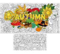 ZOIIWA Fall Coloring Poster Mandala Autumn Giant Coloring Tablecloth Fall Jumbo Pumpkin Sunflower Leaves Coloring Pages for Kids Adults Thanksgiving Crafts Activity Game Wall Decor