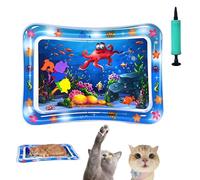 Zoikzuip GlowPad, Dog Water Sensory Play Mat, Manual Air Pump, Thickened Leakproof Anti-Scratch, 24in Cat Water Mat with Fish, Play Mat for Cats