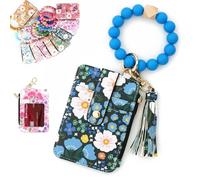 Zoikzuip Women's Boho Beaded Wallet with Flower Pattern, Women Boho Style Beaded & Tassel Decorated Keychain, Bracelet Keychain Wallet, #I