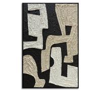 zoinart Black Framed Artwork Wall, Wabi-sabi Black and White Textured Wall Art, Modern Abstract Painting Minimalist Contemporary Art 24x36 Inch