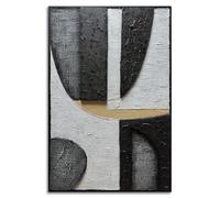 zoinart Black Framed Wabi-sabi Artwork Wall, Black and White Textured Wall Art, Modern Abstract Painting Minimalist Contemporary 24x36 Inch Wall Art