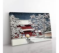 Zojo Temple In The Snow By Hasui Kawase Asian Japanese Canvas Wall Art Print Ready to Hang, Framed Picture for Living Room Bedroom Home Office Décor, 60x40 cm (24x16 Inch)