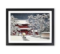 Zojo Temple In The Snow By Hasui Kawase Asian Japanese Framed Print | A3 Black Framed Wall Art | Ready to Hang | Asian Religious Picture | Living Room Bedroom Lounge Office