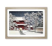 Zojo Temple In The Snow By Hasui Kawase Asian Japanese Framed Print | A4 Oak Framed Wall Art | Ready to Hang | Asian Religious Picture | Living Room Bedroom Lounge Office