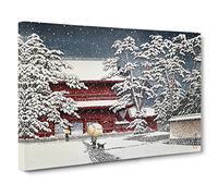 Zojo Temple in the Snow by Hasui Kawase Canvas Print | Gallery Wrapped 30mm Frame Wall Art | 30x20 inches | Ready to Hang | Asian Landscape Picture | Living Room Bedroom Lounge Office