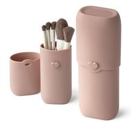 zoka Makeup Brush Holder, Portable Travel Silicone Makeup Brush Organizer Makeup Bag, BLush, Integrated Clasp
