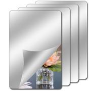 Zokaboc 4 Pcs Bathroom Mirror, Stick on Mirrors for Walls, Self Adhesive Mirror for Bedroom, Small Acrylic Mirror Ttiles Self Adhesive, Wardrobe Mirror, Plastic Mirror Sheet, Unbreakable, 30X20CM, A4