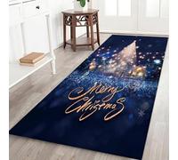 ZOKBOM Christmas Rug Runner 60x180cm, Merry Christmas Flannel Carpet Runner, Xmas Hallway Floor Mat for Bedroom Living Room Kitchen Decor, Non Slip Welcome Doormat for Entrance (Dark Purple)