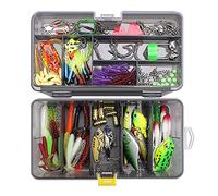 ZOKBOM Fishing Kit, 168 PCS Mixed Soft Lures Baits Tackle Set for Freshwater Saltwater, Includes Plastic Worms, Jigs, Hooks, Frog Lures With Tackle Box