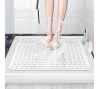 ZOKBOM Square Shower Mat Non Slip 70x70cm | Extra Large Shower Mats for Inside Shower with Suction Cups & Drain Holes | Anti Mould Rubber Bathtub Mats for Bathroom, Machine Washable(White)