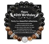 ZOKCC 18th 21st 30th 40th 50th 60th 70th Birthday Gifts for Men, Natural Stone Bracelet Birthday Gifts for Dad Grandpa Brother Friends Coworker, 1157-AGATE-BIRTHDAYHIM40, Stone, Agate