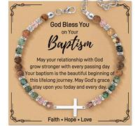 ZOKCC Cross Beaded Bracelet Gifts for Women: Christian Gifts for Women - Birthday Christmas Bracelet Gift for Friends Daughter Mom Sister in Christ Niece - Confirmation Baptism Easter Gift, 7.4"-8.5