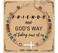 ZOKCC Cross Beaded Bracelet Gifts for Women: Christian Gifts for Women - Birthday Christmas Bracelet Gift for Friends Daughter Mom Sister in Christ Niece - Confirmation Baptism Easter Gift, 7.4"-8.5
