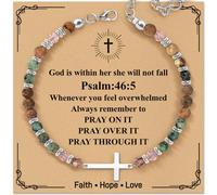 ZOKCC Cross Beaded Bracelet Gifts for Women: Christian Gifts for Women - Birthday Christmas Bracelet Gift for Friends Daughter Mom Sister in Christ Niece - Confirmation Baptism Easter Gift, 7.4"-8.5