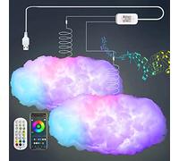 ZOKON 2PCS 3D Big Cloud lightning Light Kit Music Sync Warm Multicolor lightning Changing Strip Lights 360 Degree Wireless Remote APP NO DIY Coolest Decorations for Adults and Kids Indoor Home Bedroom