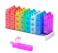 Zoksi 4 Compartment 31 Day Pill Box Month Medication Box for 1 Month for Medications Vitamins Fish Oil