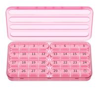 Zoksi Monthly Pill Box Organiser 1 Time a Day,30 Day Tablet Organizer,One Month Medicine Storage Box,31 Day Pill Case for Travel,with 8 Portable Compartments for Vitamin,Supplement & Medication(Pink)