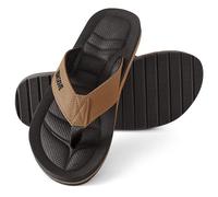 ZOKSOVE Flip Flops for Men Comfortable Sandals with Arch Support Beach Sandals Memory Foam Waterproof Open Toe Summer Footwear, Beige Tan, 13.5 UK